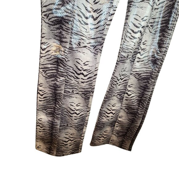 Womans Collusion Animal Print Pants Faux Snakeskin Flare Sz 6 Gray Black JJ4065 - Picture 8 of 11